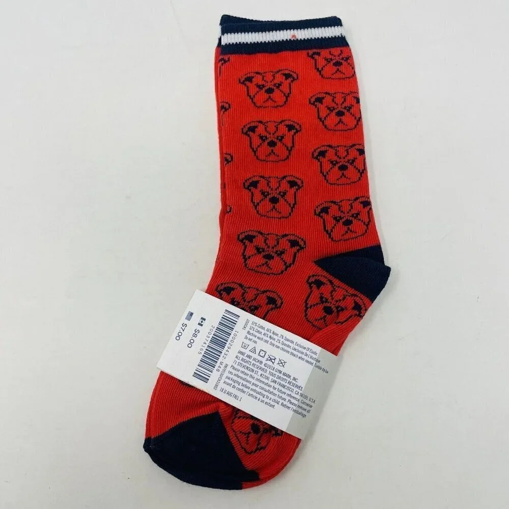 Janie and Jack‎ Toddler Boys Size 2T-3T 7-9C Dog Print Ankle Crew Socks in Red